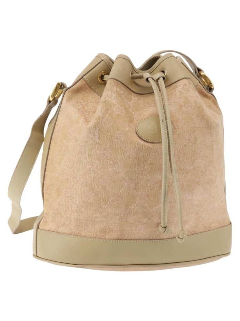 Authentic Gucci Gg Canvas Shoulder Bag Pink Gold 001 86 0533